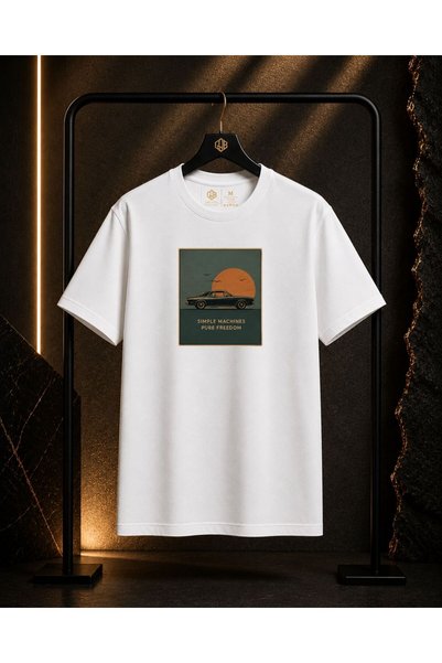 GOB Collection تي شيرت Simple Machines للجنسين مطبوع عليه ريترو 100% قطن مقاس...