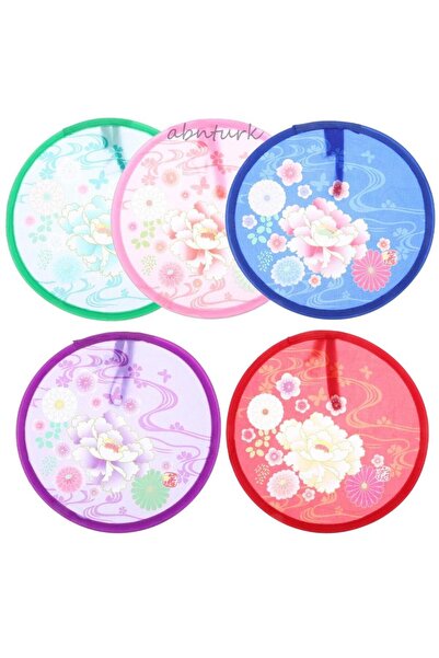 abnturk 1 Adet Katlanabilir Otomatik Açılan Çin Yelpazesi ipek Kalitesinde Sağlam Kumaş Serinletme Japon Stil Dekoratif Serinletici 21cm Çanta Cep Tipi Karışık Renk ve Desenlerde Serin Hava Üreten Uzun Ömürlü