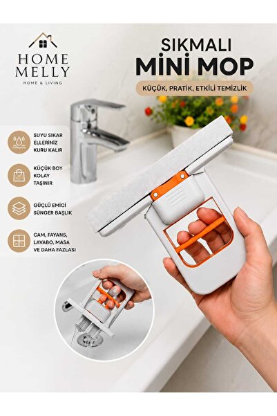 btm home Mini Mop Kolay Temizlik Emici Süngerli Pratik Sıkmalı Mini Mop