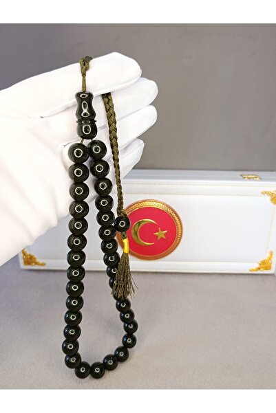HALİL KOÇAK Sikma Amber Praying Beads Dark Green Masterpiece Made by Artisans
