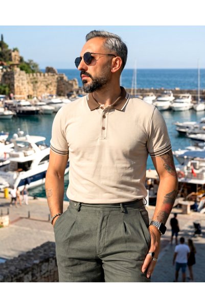 higo Men's Portalla Old Money 3-Button Polo Collar T-Shirt