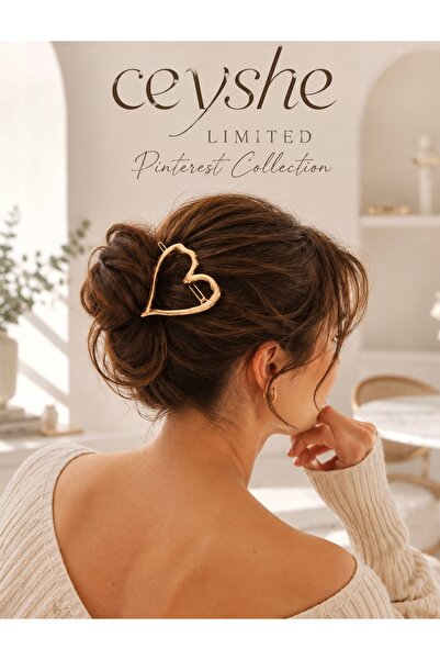 CeyShe مشبك شعر معدني سميك مطلي بالذهب مستورد من Pinterest Heart Glossy Gold ...