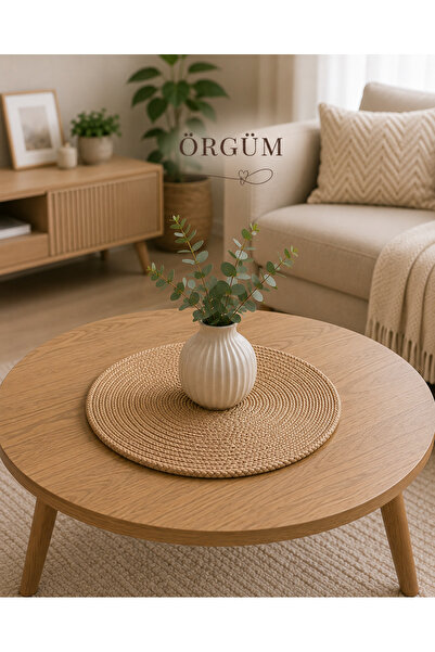 ÖRGÜM Bohem 40x40 Cm Hasır Görünümlü Sehpa Örtüsü