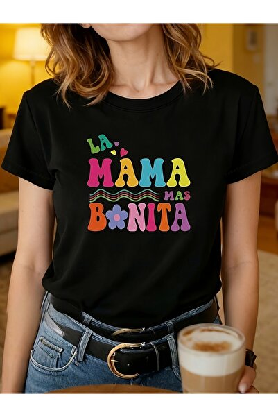 NOURAM Women'S T-Shirt, Spanish LA MAMA MAS BONITA The Most Beautiful Mom Tex...