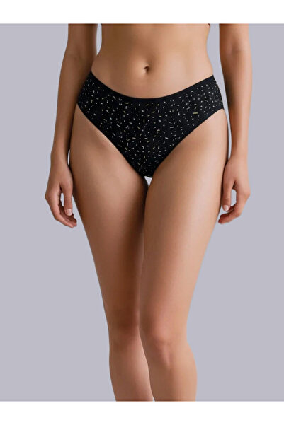 Eden By Styli Black Cotton Ditsy Print Hipster Brief
