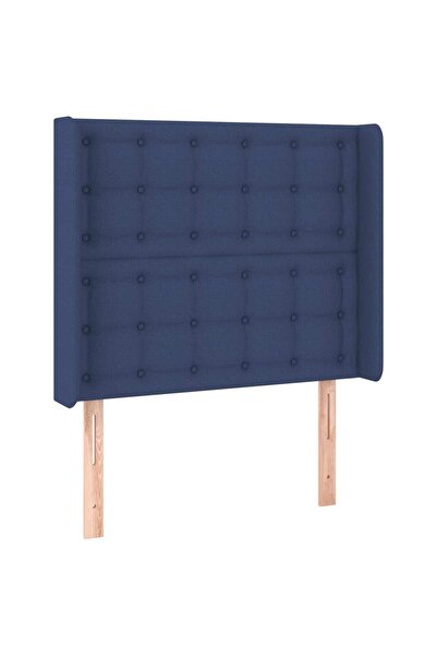 vidaxl Tăblie de pat cu aripioare, albastru, 103x16x118/128 cm, textil