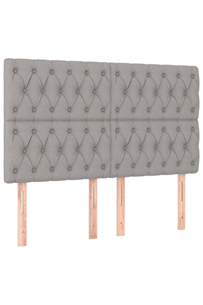 vidaxl Tăblie de pat gri deschis 144x7x118/128 cm, material textil