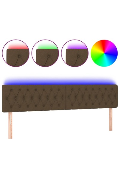 vidaxl Tăblie de pat cu LED, maro închis, 180x7x78/88 cm, textil
