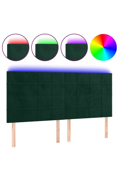 vidaxl Tăblie de pat cu LED, verde închis, 160x5x118/128 cm, catifea
