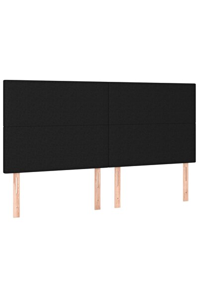 vidaxl Tăblie de pat neagră 200x5x118/128 cm, material textil
