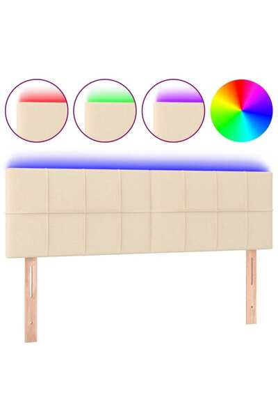 vidaxl Tăblie de pat cu LED, crem, 144x5x78/88 cm, textil