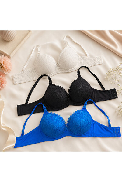 MADE Women's 3-Piece Lace Padded Bralet Set Size 52
