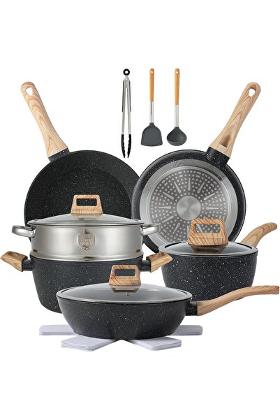 Arabest 12-Piece Non-Stick Cookware Set,Pans and Cooking Utensils,for Daily K...
