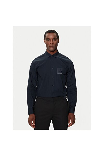 Armani Exchange Cămașă bărbătească 6DZC20 ZNXLZ Bleumarin