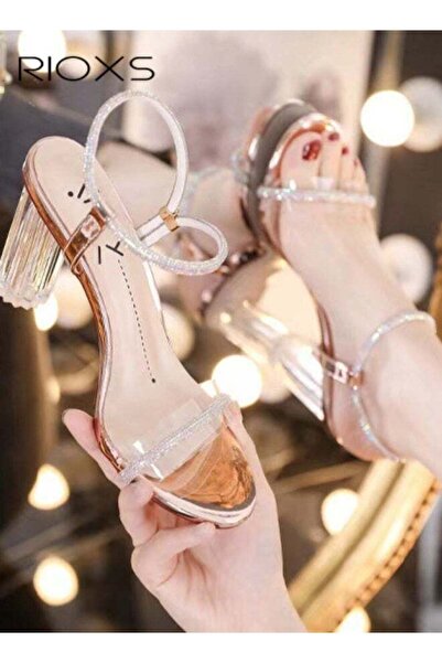 RIOXS Women's Heeled Sandals, Transparent Chunky High Heel Sandals, Fashion C...