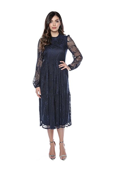 Miss One Rochie bluemarin din dantela