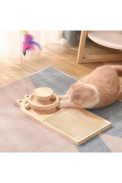 Arabest 3-in-1 Cat Scratcher,Wooden Track Scratching Board with 4 Cat Scratch...