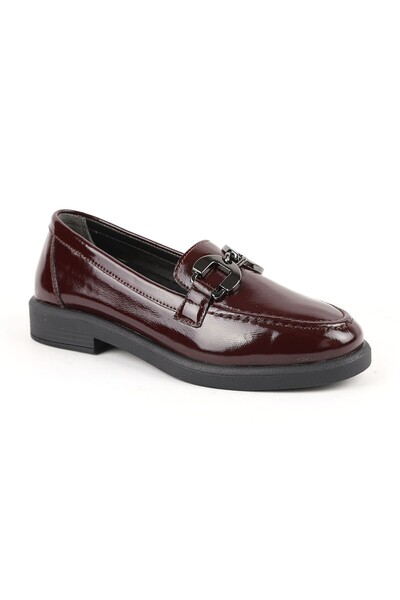 Libero Women's Loafer Daily Comfortable Shoes Burgundy Patent Leather Lightwe...