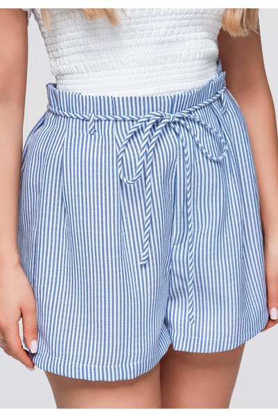 OMBRE Pantaloni scurți de damă, talie înaltă, croială lejeră OW-ST-E0004