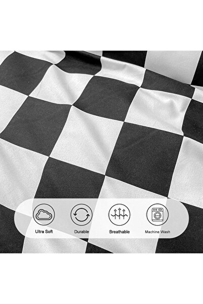 Generic Lunoroey Checkered Duvet Cover Set Double Size Black And White Checke...