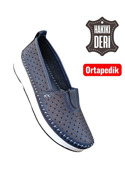 Viyolas Hakiki Deri Kadın Ayakkabısı Lastikli KD