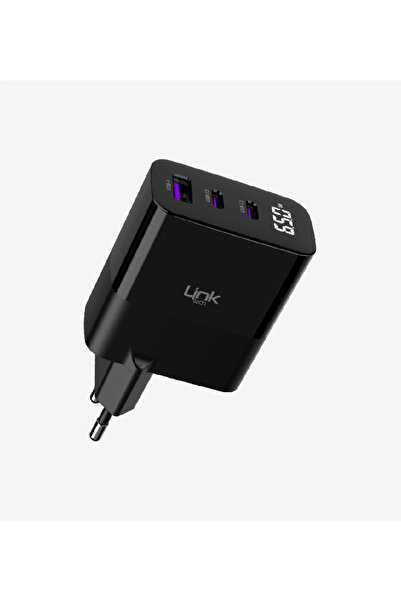 LinkTech Premium G852 Premium 3'lü Çıkış 65W Süper SI GaN Şarj Adaptörü