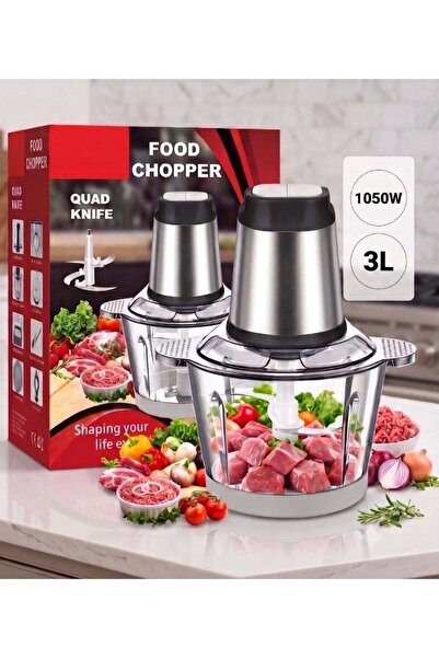 Generic 3L Electric Food Chopper - 1800W Multi-Function Meat Grinder & Blender