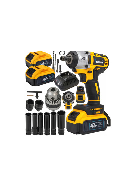Ondragon Cheie de impact electrică pentru roți, 1/2 ", 2 baterii de 35 V, 550...