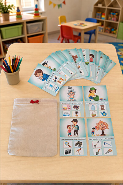 Günlük Yaşam Etkinlik Kartları PVC Kaplamalı | Okul Öncesi Dikkat, Mantık ve Eşleştirme Oyunu | Montessori Eğitim Materyali 3+ Yaş