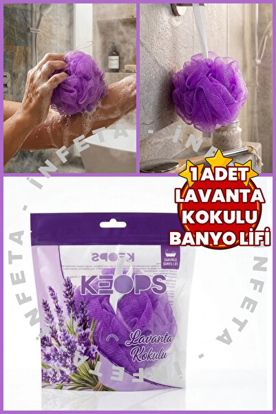 İnfeta 1 Adet Lavanta Kokulu Sabunlu Banyo Lifi Lüks Pufidik Tül Lif Banyo Ke...