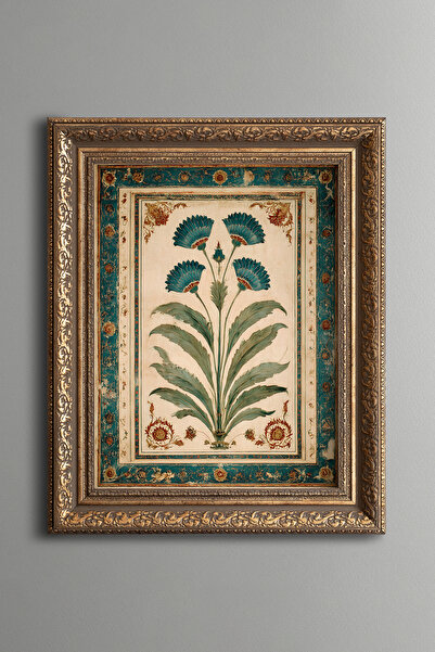 epiqart Turquoise Floral Pattern - Vintage Patterned Painting - Thick Model