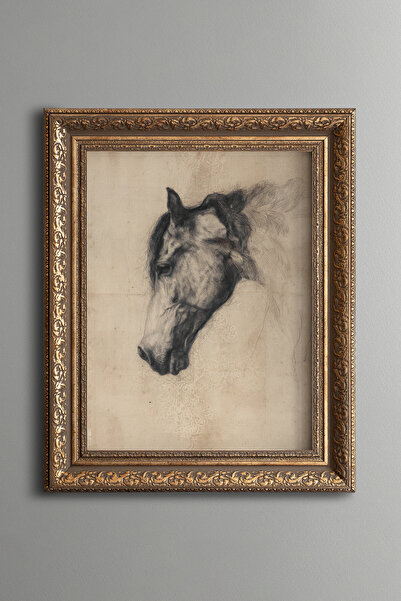 epiqart Horse Head Sketch - Vintage Patterned Painting - Thick Model