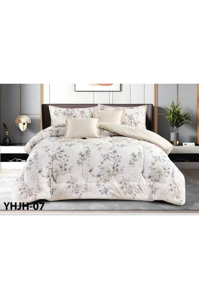 Ropi Nefren King Soft Summer Stripe Printed 6 Pcs Hotel Luxury Bedding Set - ...