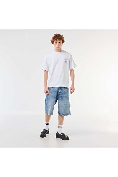 KIABI Baggy Denim Bermuda Shorts in Cotton BLUE