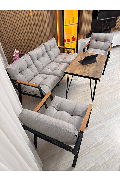 HouseART Açelya Balkon, Bahçe, Cafe - Salon - Metal Kanepe Koltuk Takımı 3+1+...