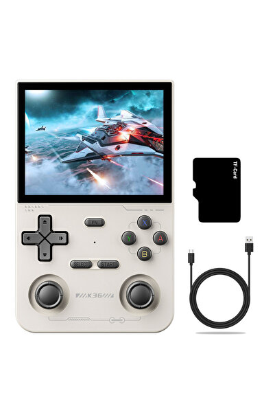 Choice1 white K36 Retro Handheld Video Game Console 500nit 3.5 Inch IPS Scree...