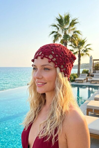 LAGRANZE Luna Natural Beaded Hand Knitted Beanie