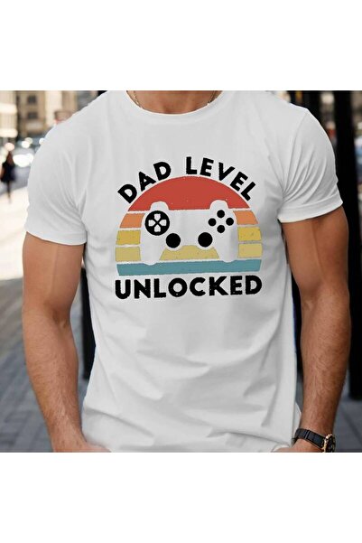 01THEONE DAD LEVER UNLOCKED Print Tees Men, Casual Crew Neck Short Sleeve T-S...