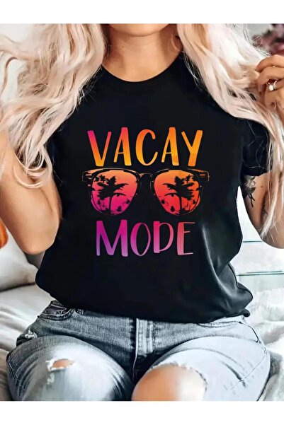 Astogria13 تي شيرت نسائي بطبعة استوائية مع طباعة VACAY MODE، قميص خفيف الوزن ...