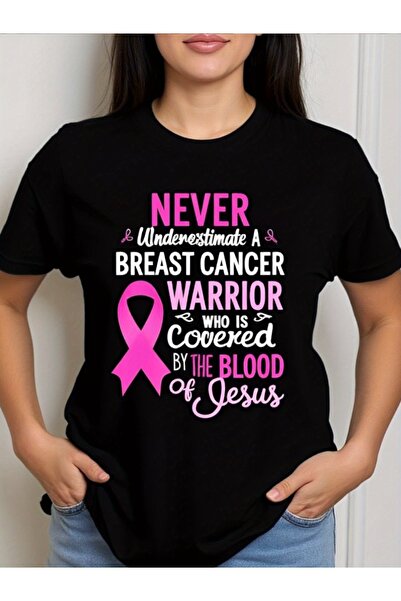 KYMC07 Breast Awareness Tee Faith Pink Ribbon Verse Design (Pinkpurple on Bla...