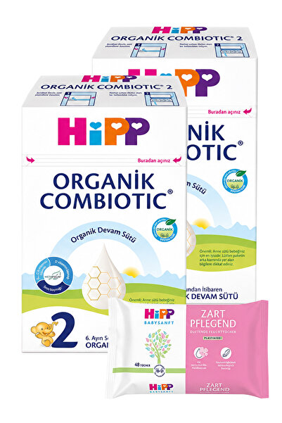 Hipp 2 Organik Devam Sütü Combiotic 600gr x2 Adet(Islak Mendil Hediye)