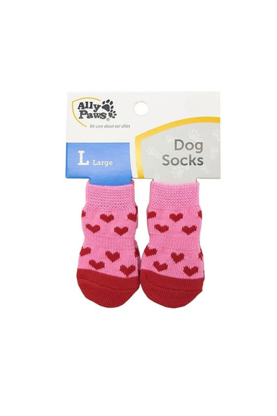 AllYouNeed Ally Paws Non-Slip Sole Dog Socks 4-Piece Large