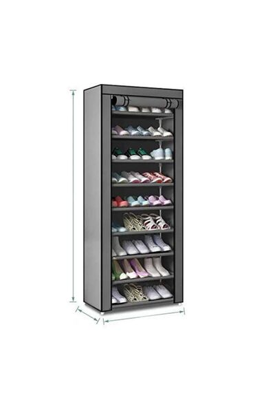 Yallabena Simple Shoe Rack, 9 Shelves – Metal & Fabric Storage Organizer, 60x...