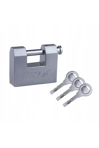 Dedra-Polonia Lacăt cu tijă din alamă nichelată 70mm +4 bucăți chei 11U142