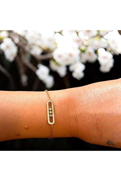 AlfaCollection Stainless Steel Zircon 3 Stone Steel Bracelet
