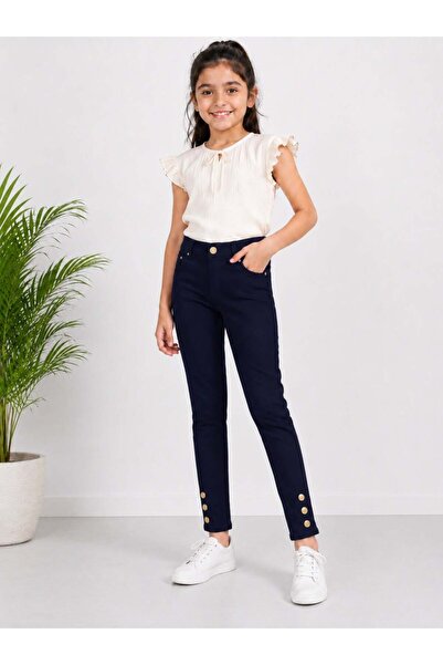 NOVATECH NOVA TECH Girls Cotton Stretch Slim Fit Pants for Kids | High Waist ...