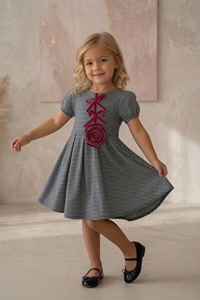 Kalyoncu Butik Bow and Rose Embroidered Baby Dress