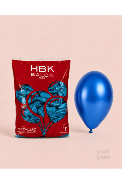 HBK Balon HBK Metalik Mavi Balon 11 İnç 100 Adet, Parlak Mavi Doğum Günü Düğü...