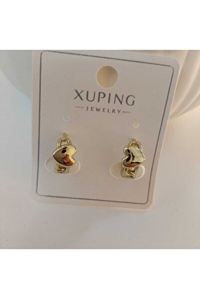 XUPING JEWELRY أقراط ذهبية اللون بتفاصيل على شكل قلب صغير