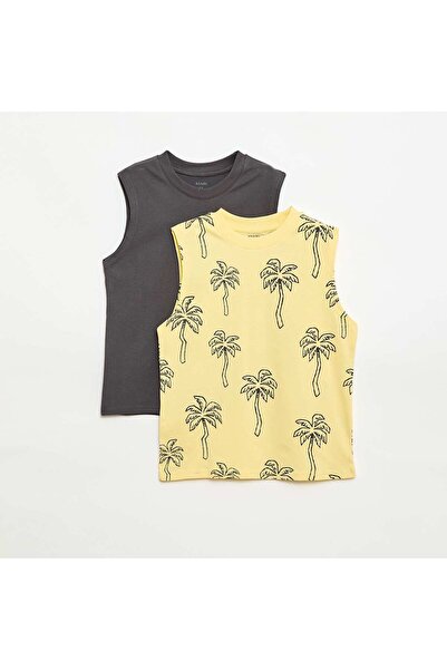 KIABI Pack of 2 round-neck tank tops YELLOW